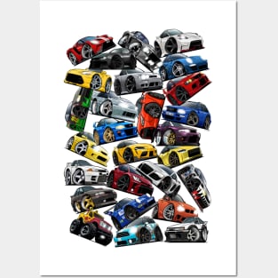 Autoart78 Cartoon Cars Collage Posters and Art